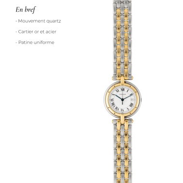 Montre Cartier Panthere ronde quartz or et acier 1990s 30mm