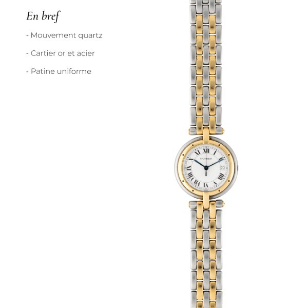 Montre Cartier Panthere ronde quartz or et acier 1990s 30mm