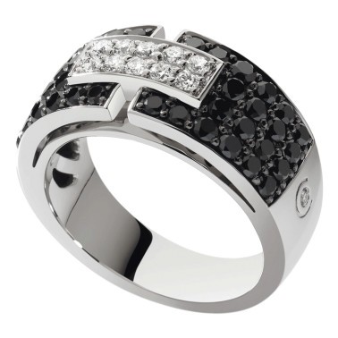 Bague So Shocking Capricieuse moyen modèle en or blanc et diamants noirs