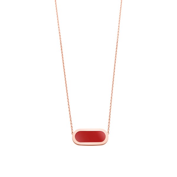 So Shocking Première fois Necklace pink gold and red ceramic