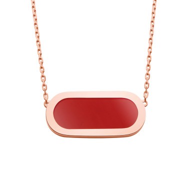 So Shocking Première fois Necklace pink gold and red ceramic