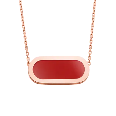 So Shocking Première fois Necklace pink gold and red ceramic