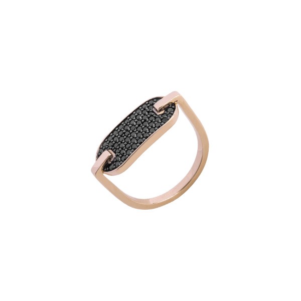 So Shocking Singulière Ring paved pink gold and black diamonds