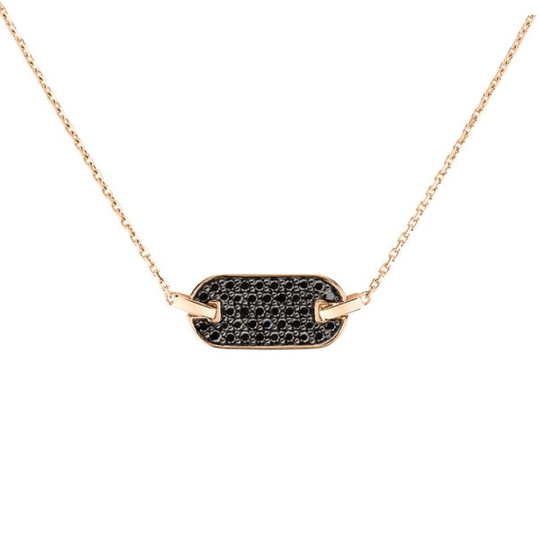 So Shocking Singulière horizontal Necklace pink gold and black diamonds