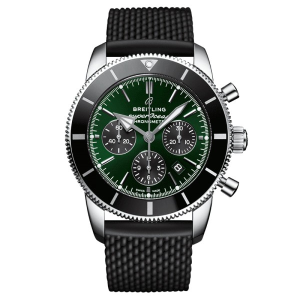  Montre Breitling Superocean Heritage B01 Chronograph cadran vert bracelet caoutchouc Ed. Lim. 500 ex. 44 mm