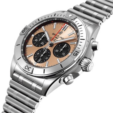 Montre Breitling Chronomat B01 Chronograph cadran cuivre bracelet acier 42 mm AB0134101K1A1