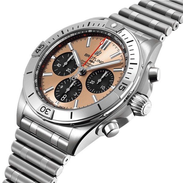 Montre Breitling Chronomat B01 Chronograph cadran cuivre bracelet acier 42 mm AB0134101K1A1