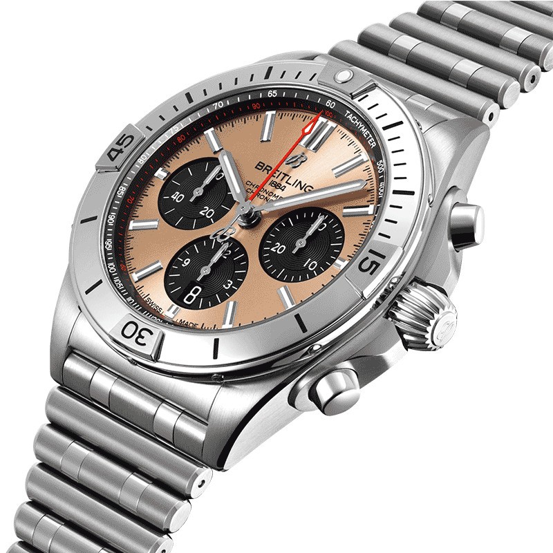 Montre Breitling Chronomat B01 Chronograph cadran cuivre bracelet acier 42 mm AB0134101K1A1
