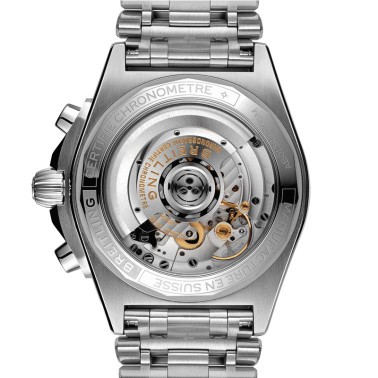 Montre Breitling Chronomat B01 Chronograph automatique cadran bleu bracelet acier 42 mm AB0134101C1A1