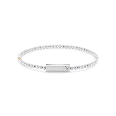 Bracelet Le Gramme Beads in 925 Silver Smooth Polished and a ball in 750 Smooth Brushed Yellow Gold