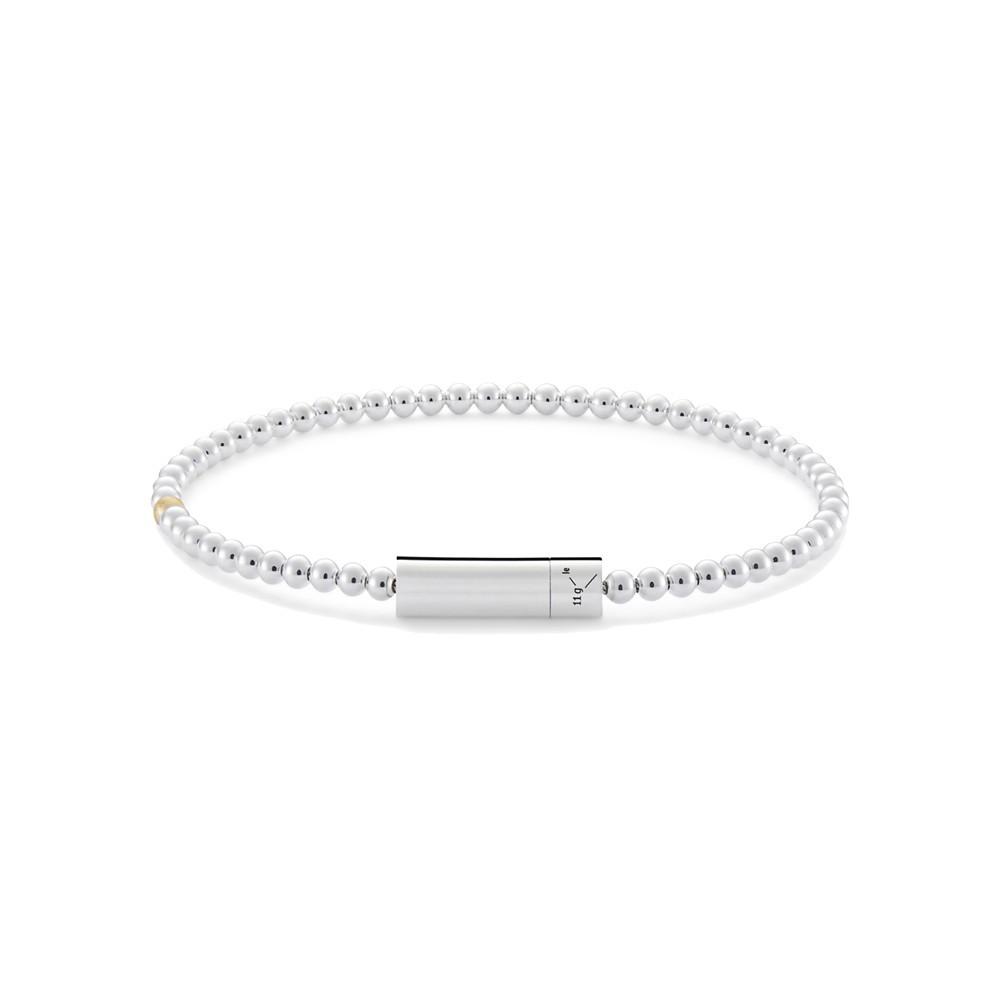Bracelet Le Gramme Beads en argent 925 Lisse Poli et une bille en or jaune 750 Lisse Brossé