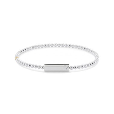 Bracelet Le Gramme Beads in 925 Silver Smooth Polished and a ball in 750 Smooth Brushed Yellow Gold