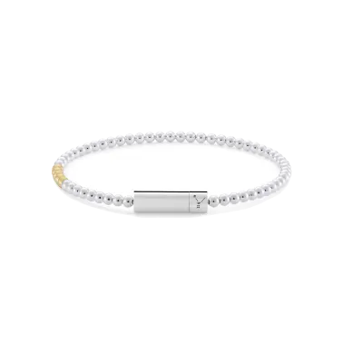 Bracelet Le Gramme Beads en argent 925 Lisse Poli et cinq billes en or jaune 750 Lisse Brossé