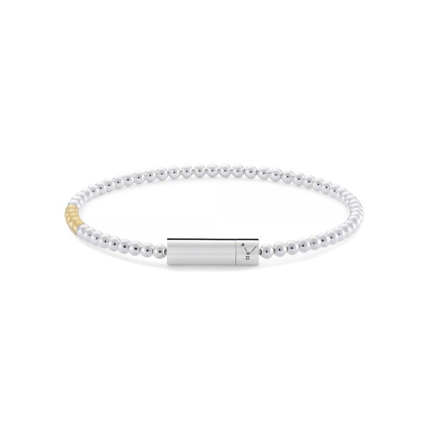 Bracelet Le Gramme Beads in 925 Smooth Polished Silver and five balls in 750 Smooth Brushed Yellow Gold
