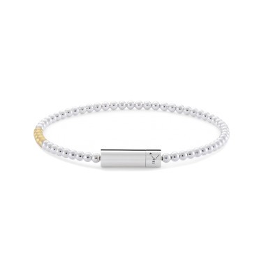 Bracelet Le Gramme Beads en argent 925 Lisse Poli et cinq billes en or jaune 750 Lisse Brossé