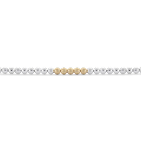 Bracelet Le Gramme Beads en argent 925 Lisse Poli et cinq billes en or jaune 750 Lisse Brossé