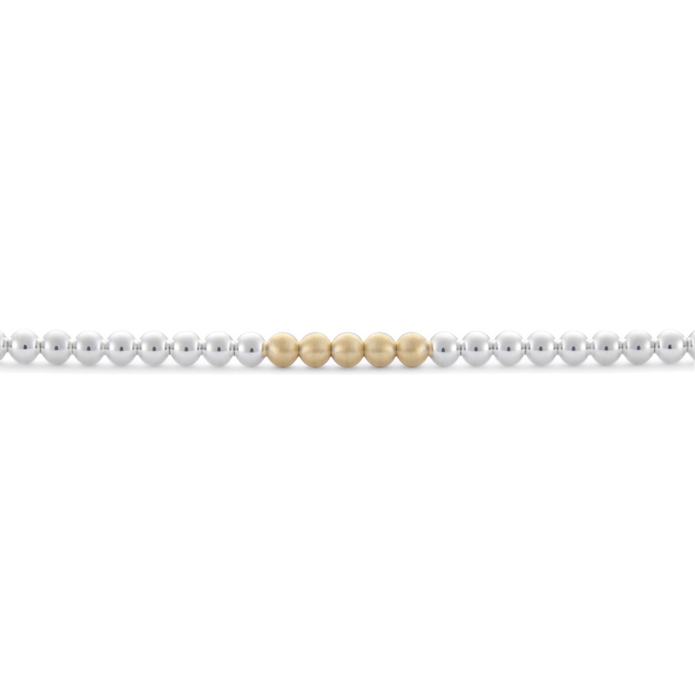 Bracelet Le Gramme Beads en argent 925 Lisse Poli et cinq billes en or jaune 750 Lisse Brossé