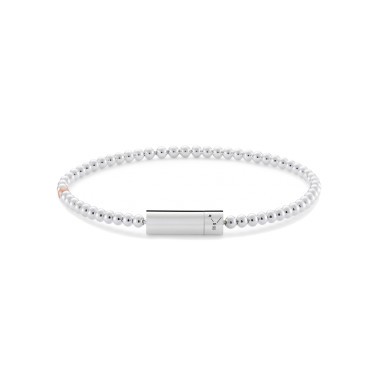 Bracelet Le Gramme Beads in 925 Silver Smooth Polished and a 750 Red Gold Ball Brushed Smooth