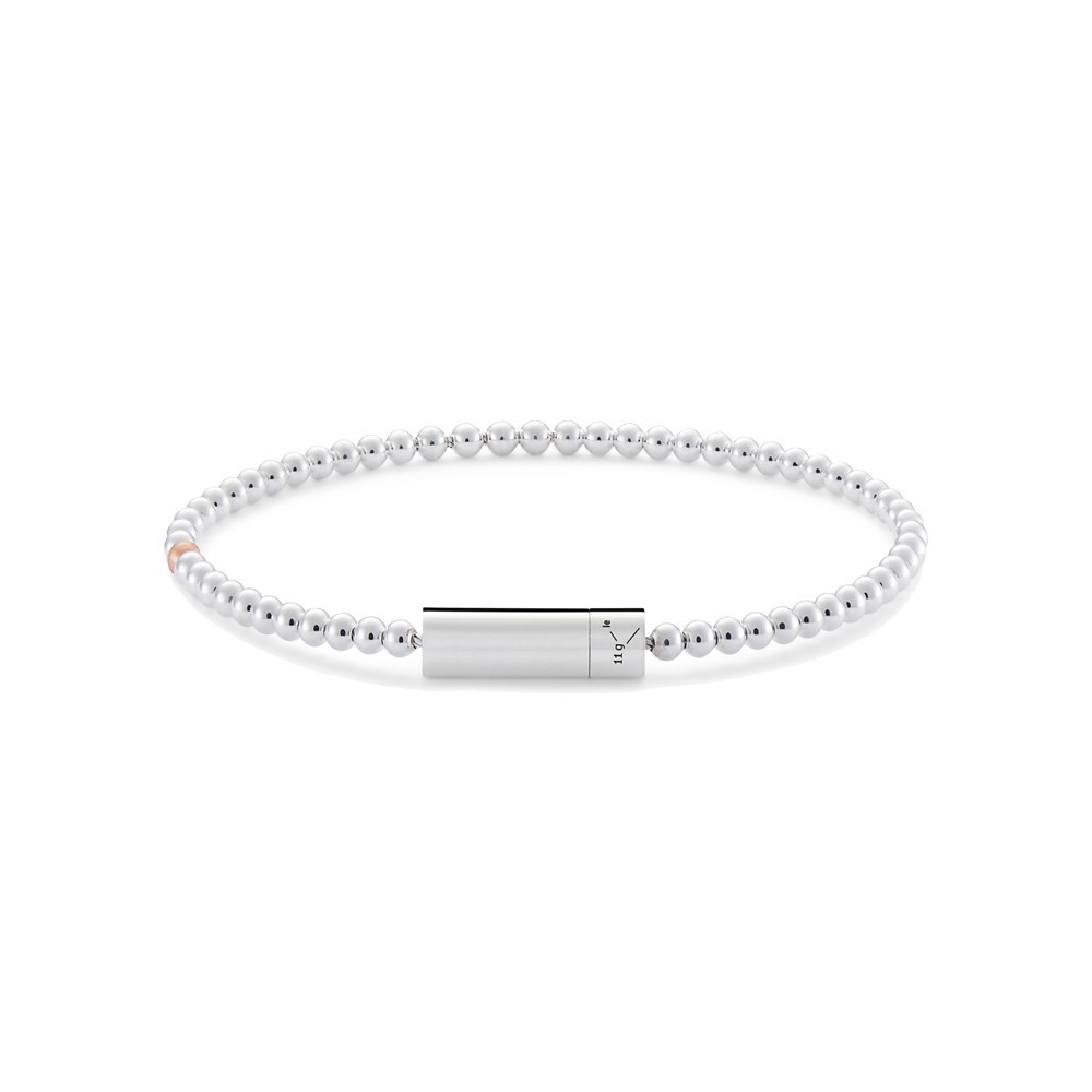 Bracelet Le Gramme Beads en argent 925 Lisse Poli et une bille en or rouge 750 Lisse Brossé