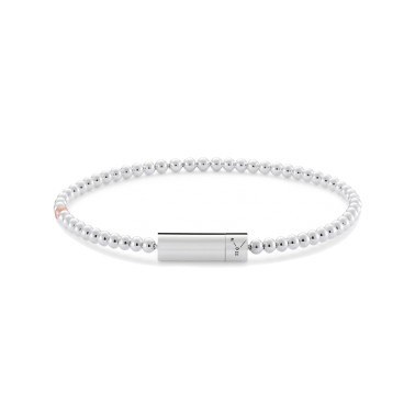 Bracelet Le Gramme Beads in 925 Silver Smooth Polished and a 750 Red Gold Ball Brushed Smooth
