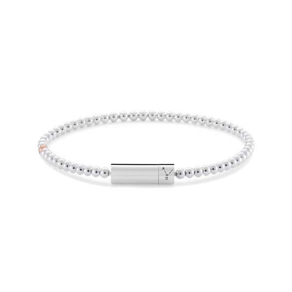 Bracelet Le Gramme Beads en argent 925 Lisse Poli et une bille en or rouge 750 Lisse Brossé
