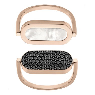Reversible So Shocking Inverso ring pink gold mother-of-pearl and black diamonds