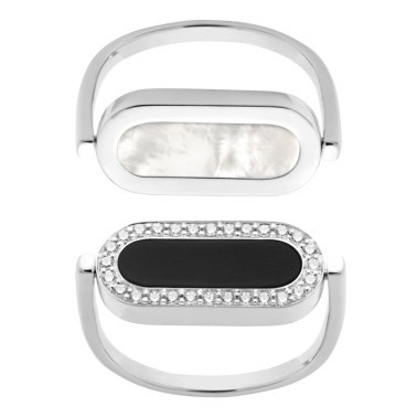 Reversible So Shocking Inverso ring white gold mother-of-pearl onyx and diamonds
