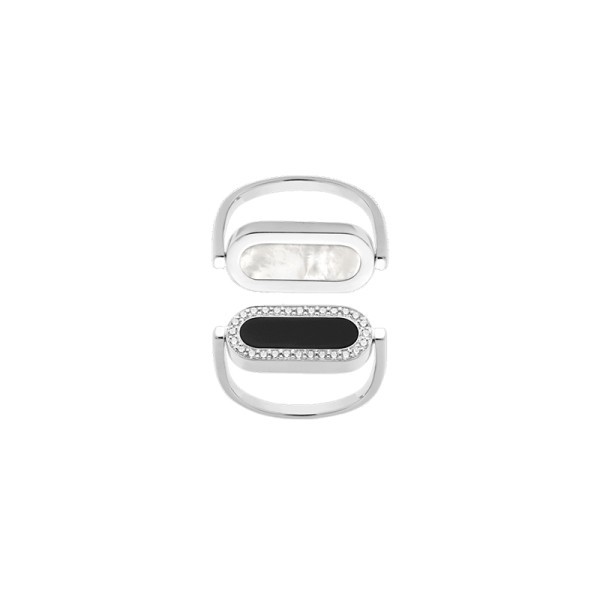 Reversible So Shocking Inverso ring white gold mother-of-pearl onyx and diamonds