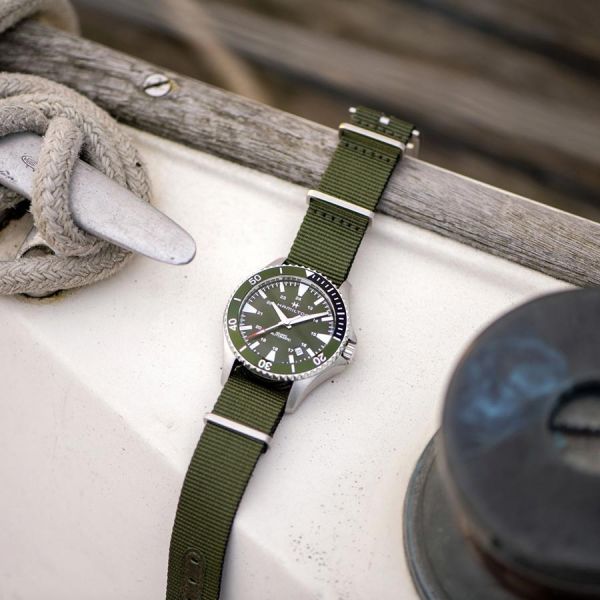 Watch Hamilton Khaki Navy Scuba automatic green dial NATO bracelet 40 mm