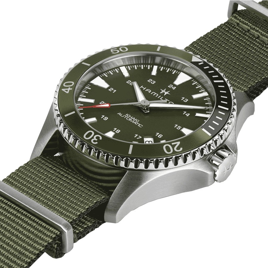 Watch Hamilton Khaki Navy Scuba automatic green dial NATO bracelet 40 mm