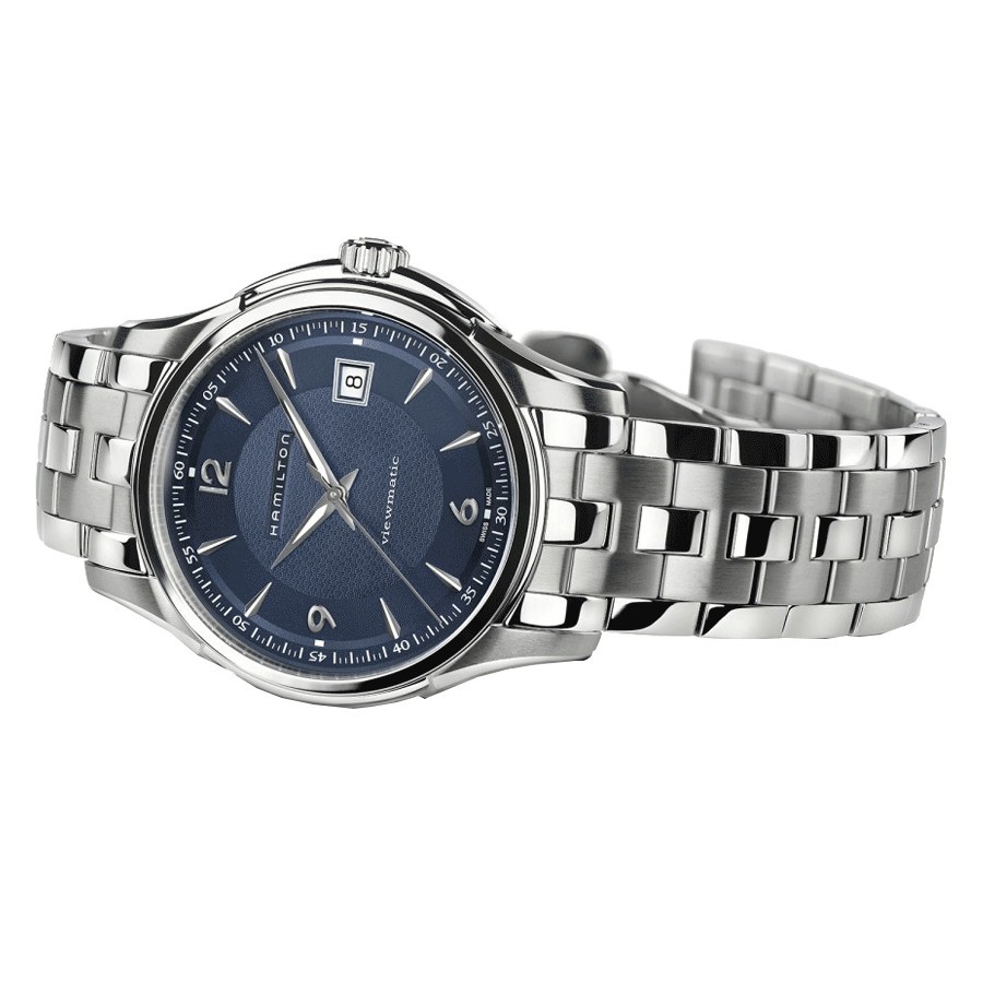 Watch Hamilton Jazzmaster Viewmatic automatic with blue dial and steel bracelet 40 mm