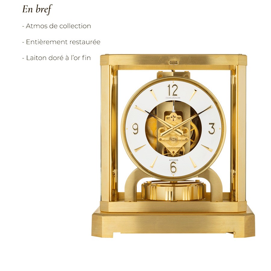 Pendule Jaeger-LeCoultre Atmos laiton doré à l'or fin 1960s