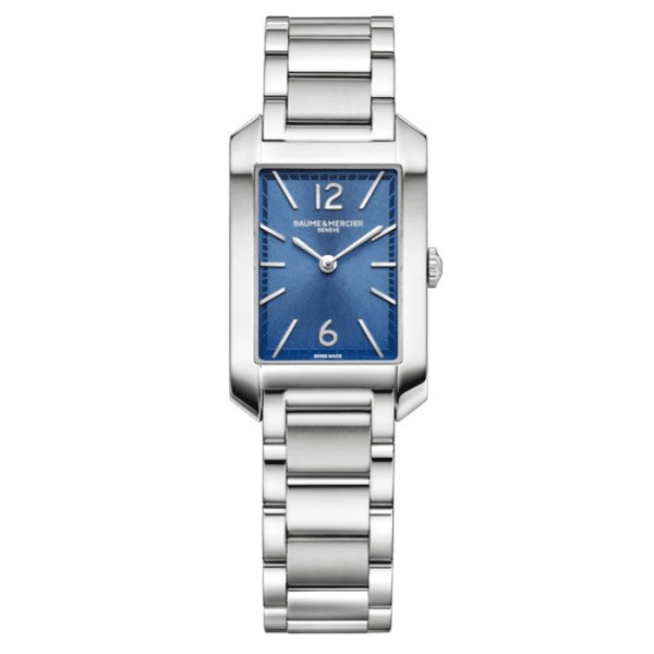 Montre Baume et Mercier Hampton quartz cadran bleu bracelet acier