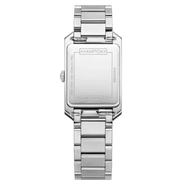 Watch Baume et Mercier Hampton quartz mother-of-pearl dial diamond indexes stainless steel bracelet