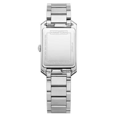 Montre Baume et Mercier Hampton quartz cadran blanc bracelet acier 10473