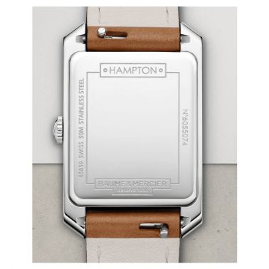 Watch Baume et Mercier Hampton quartz white dial brown calf leather strap