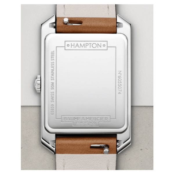 Watch Baume et Mercier Hampton quartz white dial brown calf leather strap