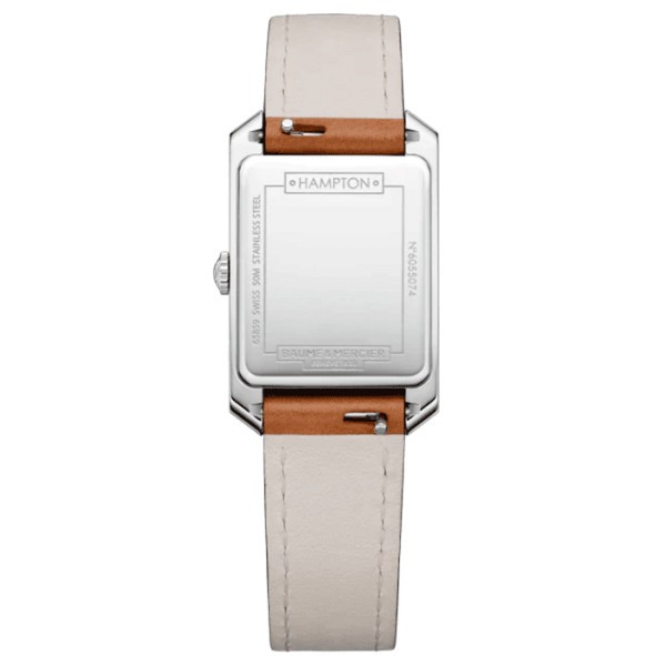 Watch Baume et Mercier Hampton quartz white dial brown calf leather strap