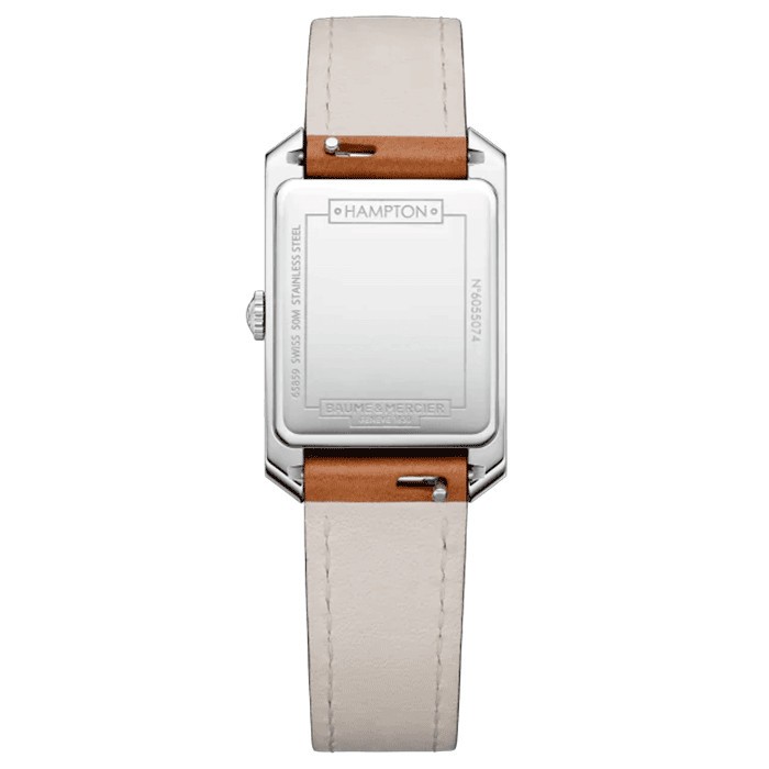 Watch Baume et Mercier Hampton quartz white dial brown calf leather strap