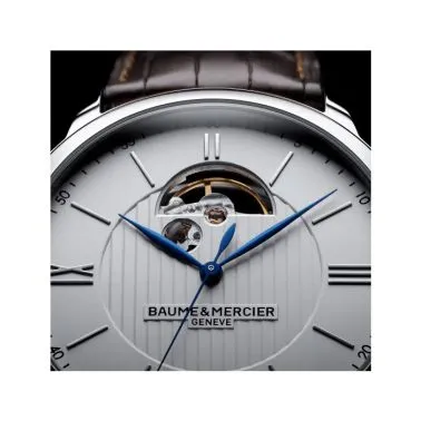 Montre Baume et Mercier Classima automatique cadran argenté bracelet cuir alligator brun 42 mm 10524