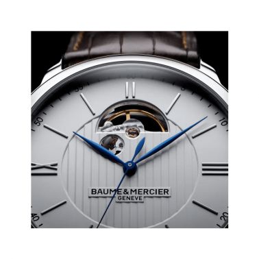 Watch Baume et Mercier Classima automatic silver dial brown alligator leather strap 42 mm