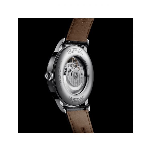Montre Baume et Mercier Classima automatique cadran argenté bracelet cuir alligator brun 42 mm 10524