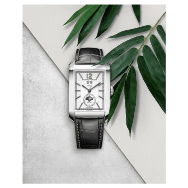 Montre Baume et Mercier Hampton automatique double fuseau bracelet cuir alligator noir