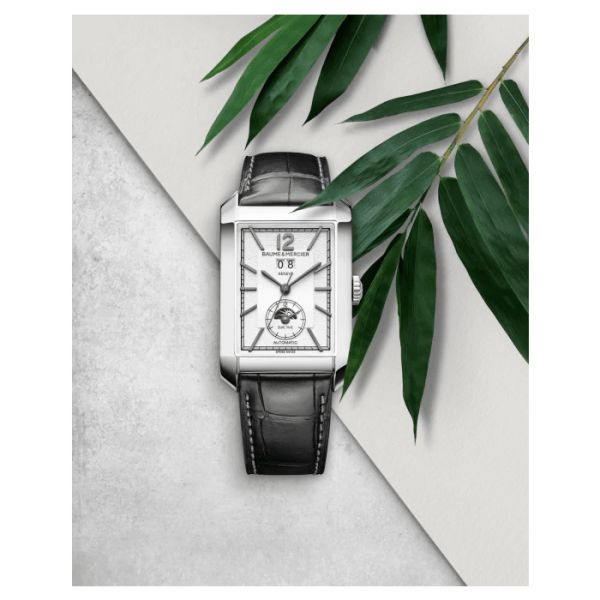 Montre Baume et Mercier Hampton automatique double fuseau bracelet cuir alligator noir