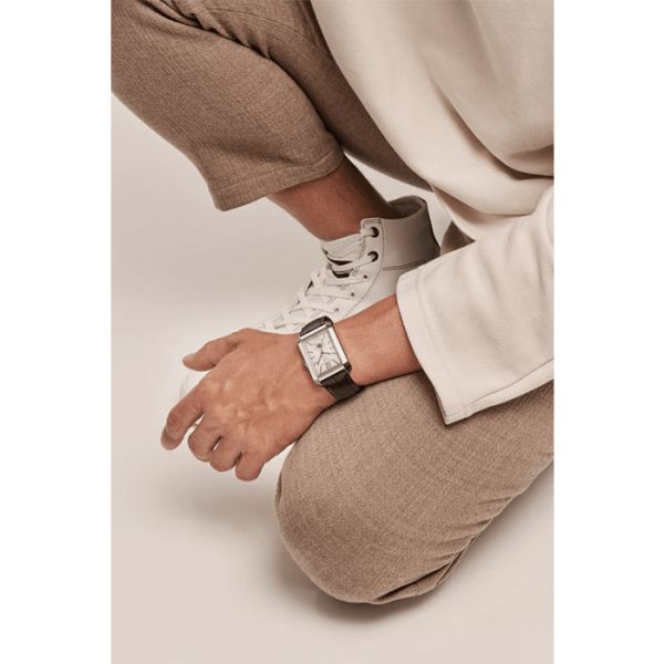Montre Baume et Mercier Hampton automatique double fuseau bracelet cuir alligator noir