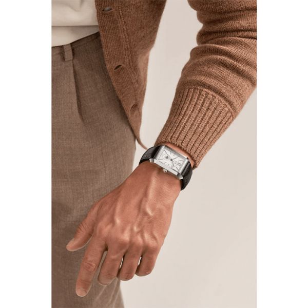 Montre Baume et Mercier Hampton automatique double fuseau bracelet cuir alligator noir