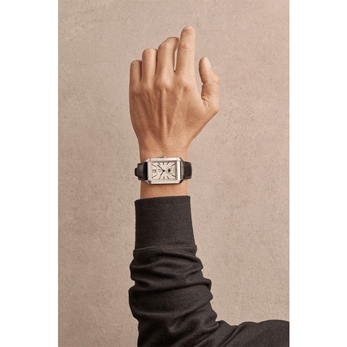 Montre Baume et Mercier Hampton automatique double fuseau bracelet cuir alligator noir