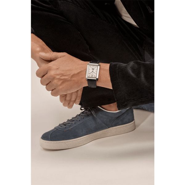 Montre Baume et Mercier Hampton automatique double fuseau bracelet cuir alligator noir