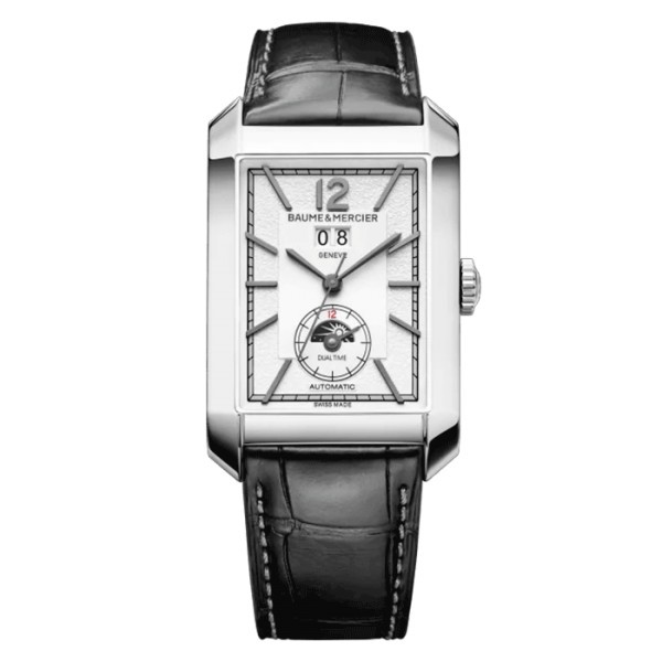 Montre Baume et Mercier Hampton automatique double fuseau bracelet cuir alligator noir