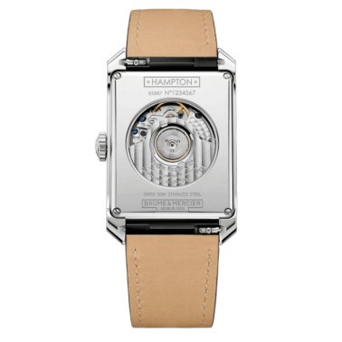 Montre Baume et Mercier Hampton automatique double fuseau bracelet cuir alligator noir